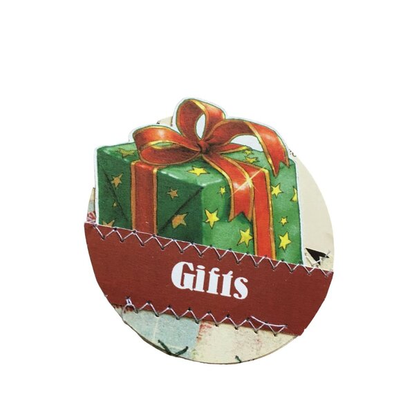 10 Christmas Junk Journal Ephemera Handmade Sewn Scrapbooking Embellishments mq - Picture 4 of 9